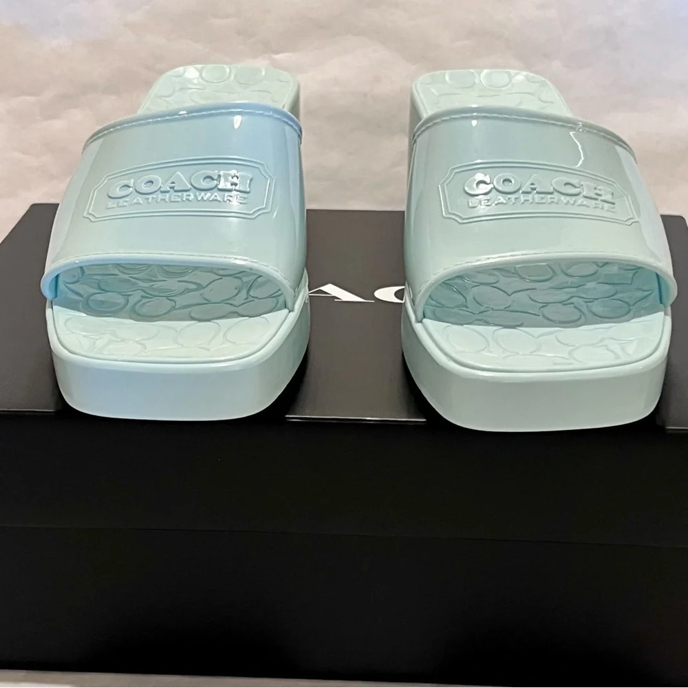 Coach Scarlett Rubber Block Heel Sandals Size 10 Sea Mist (Green/Blue) - Picture 7 of 12